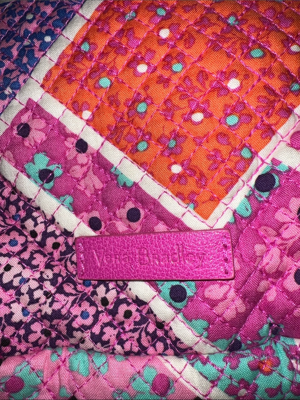Vera Bradley Quilted Patchwork Backpack in Pink and Orange - Picture 2 of 6